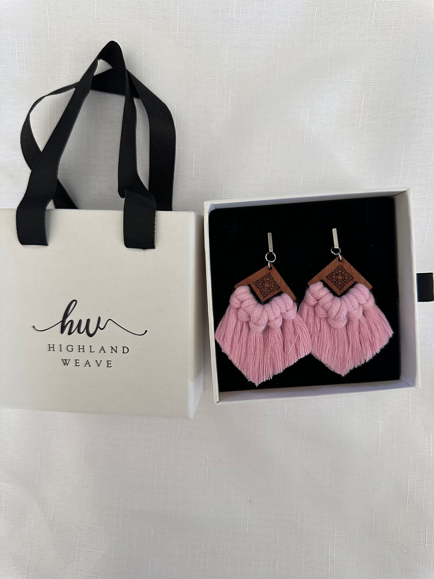 Highland Weave Earrings- Baby Pink