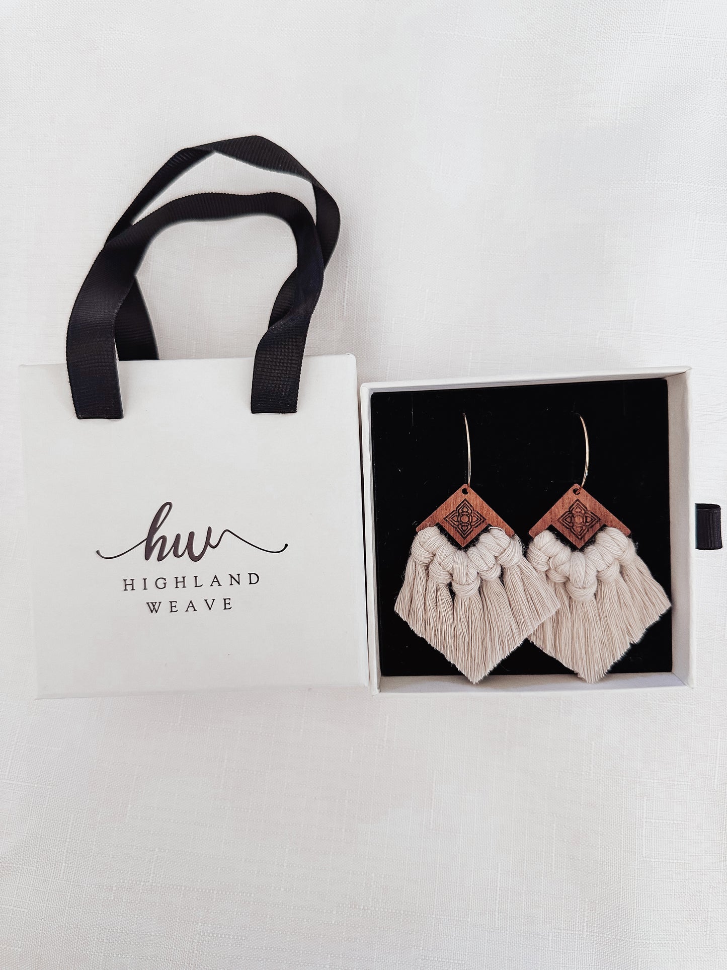 Highland Weave Earrings- Linen