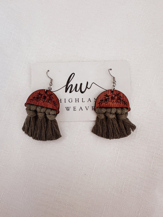 Highland Weave Earrings- Sage Half Moons