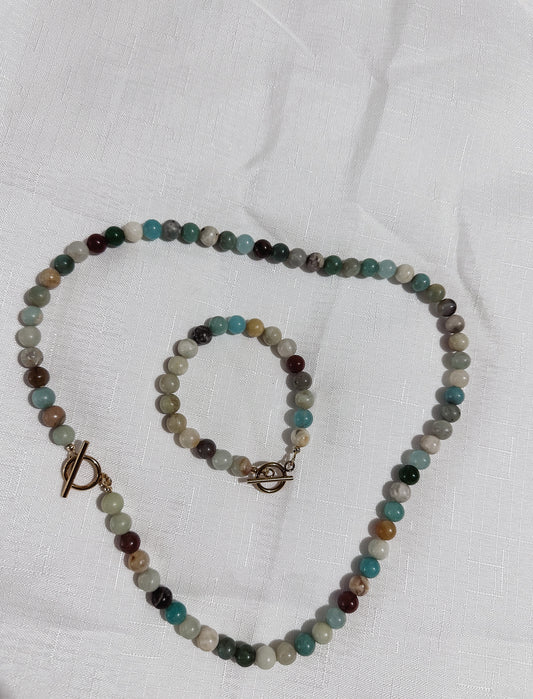 Mixed Amazonite Necklace and matching Bracelet