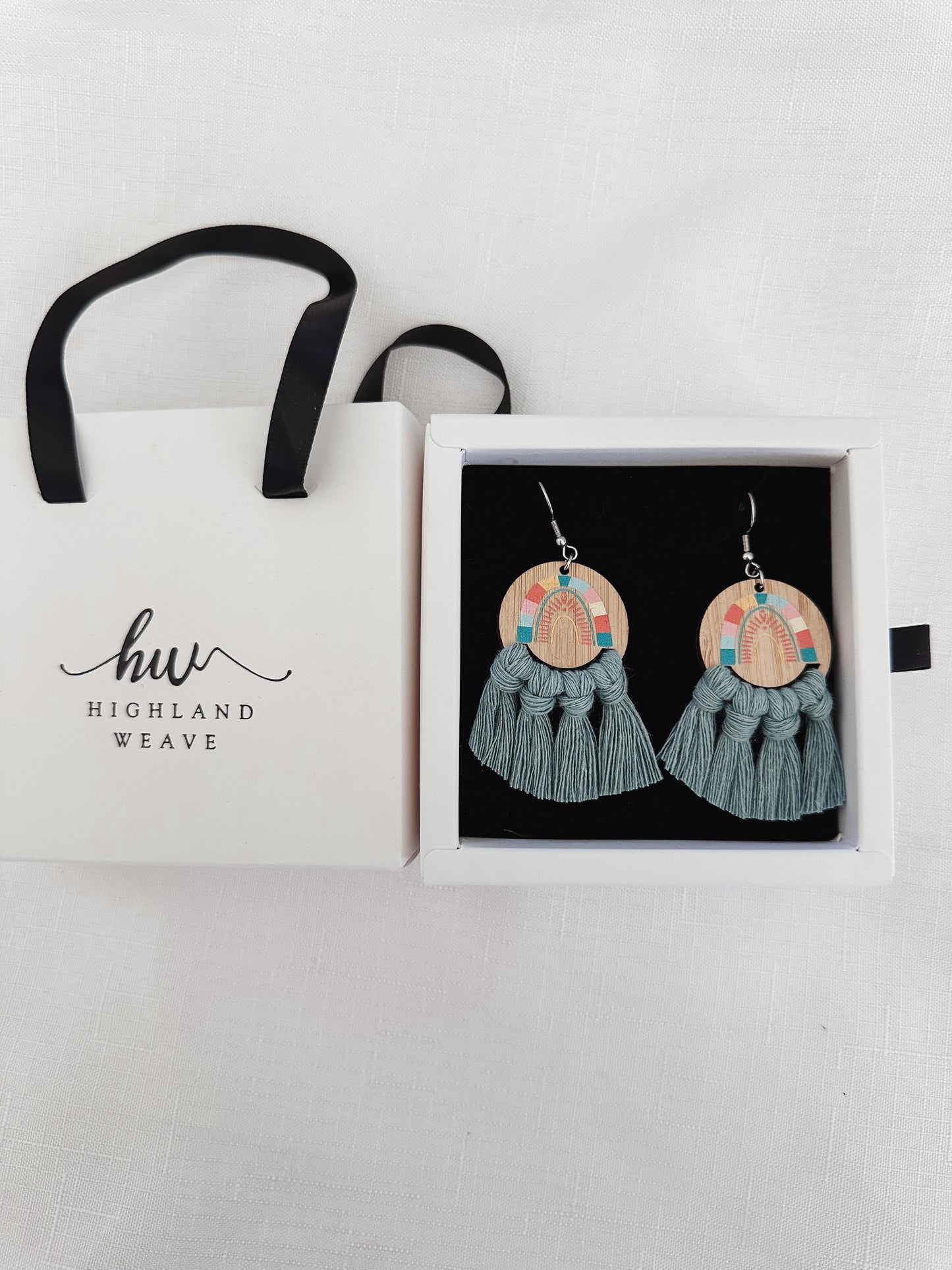 Highland Weave Earrings- Rainbow Teal