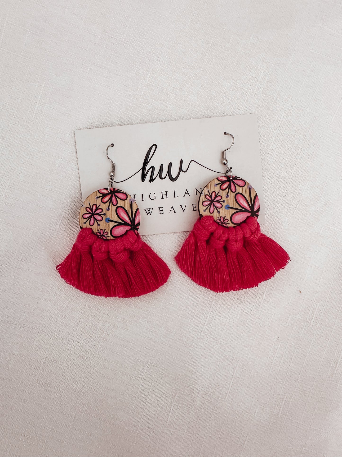 Highland Weave Earrings- Flower Power Flamingo Hot Pink