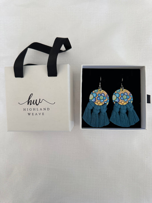 Highland Weave Earrings - Blue Flower Power