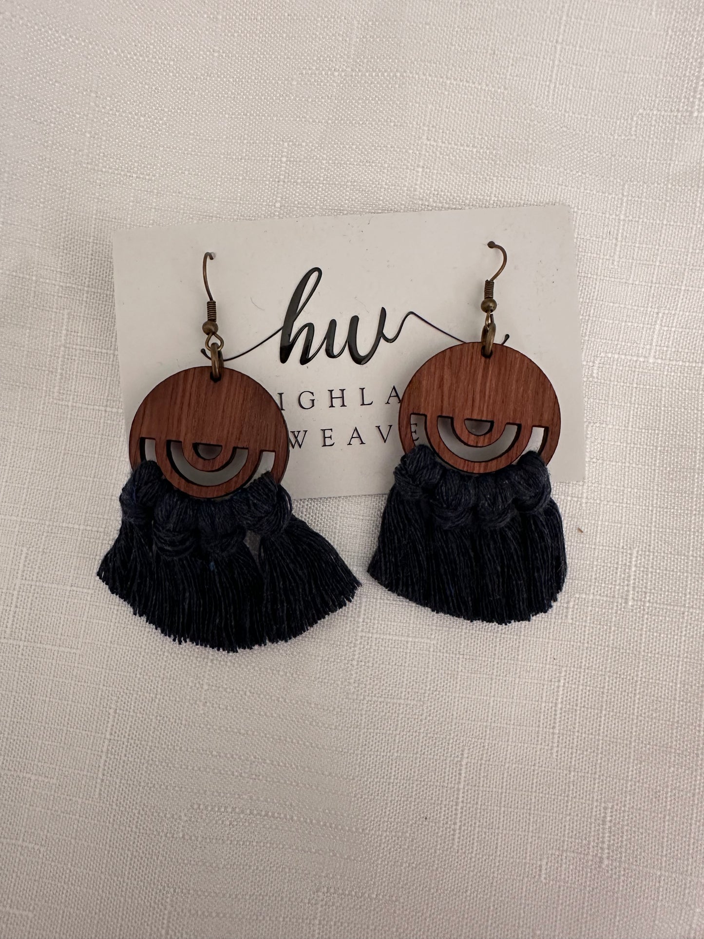 Highland Weave Earrings - Navy Circle