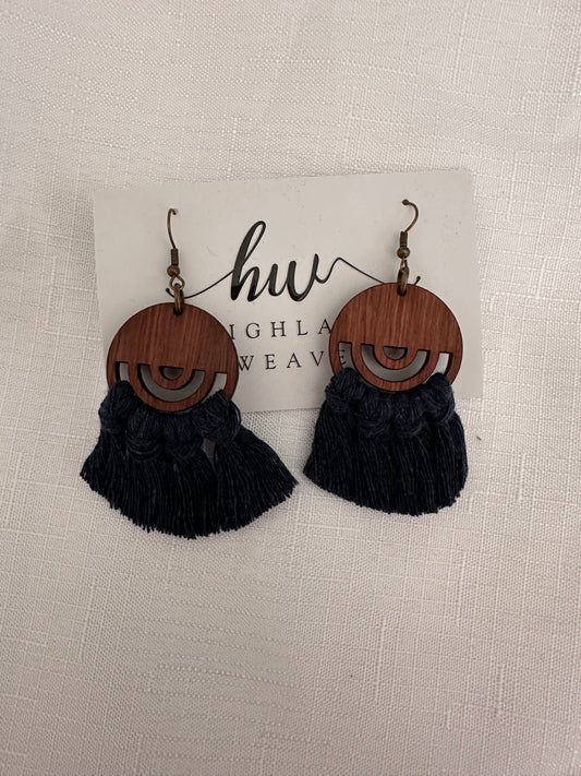 Highland Weave Earrings - Navy Circle