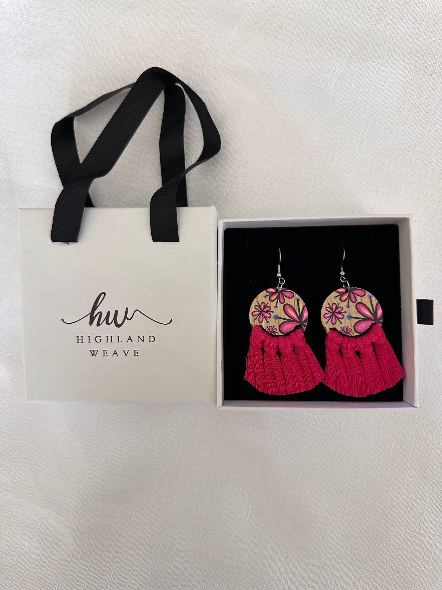 Highland Weave Earrings- Flower Power Flamingo Hot Pink