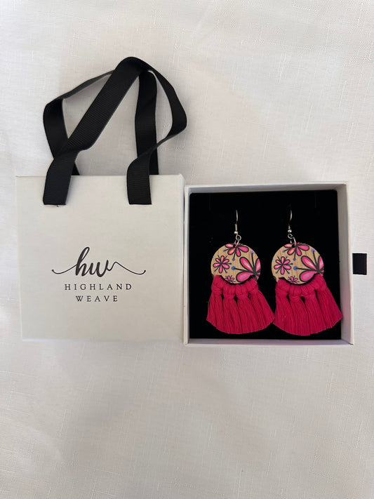 Highland Weave Earrings- Flower Power Flamingo Hot Pink