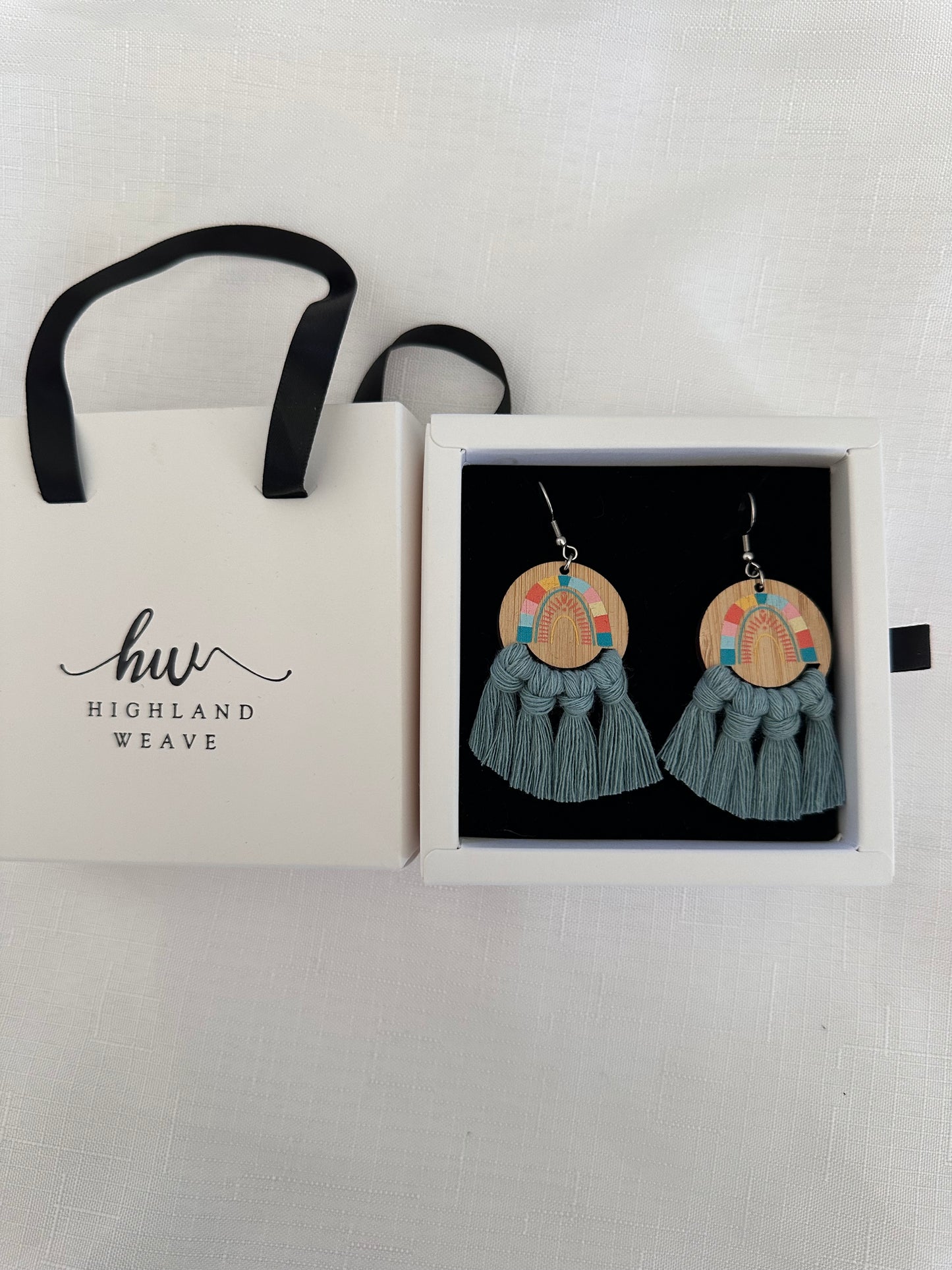 Highland Weave Earrings- Rainbow Teal