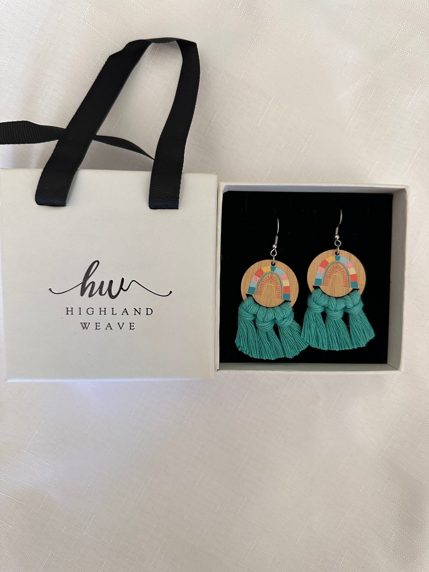 Highland Weave Earrings- Rainbow Teal