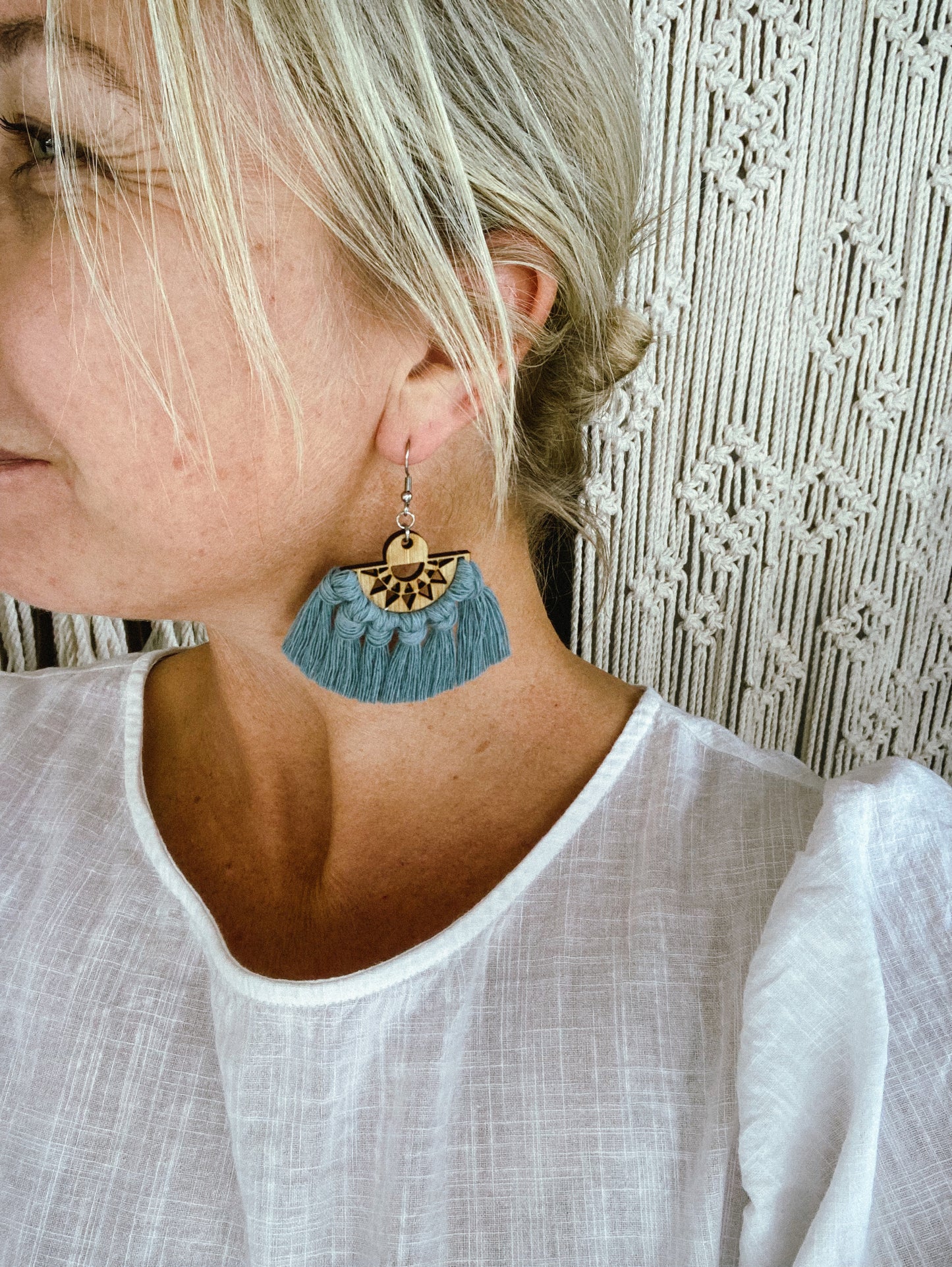 Highland Weave Earrings - Bamboo Fan Teal