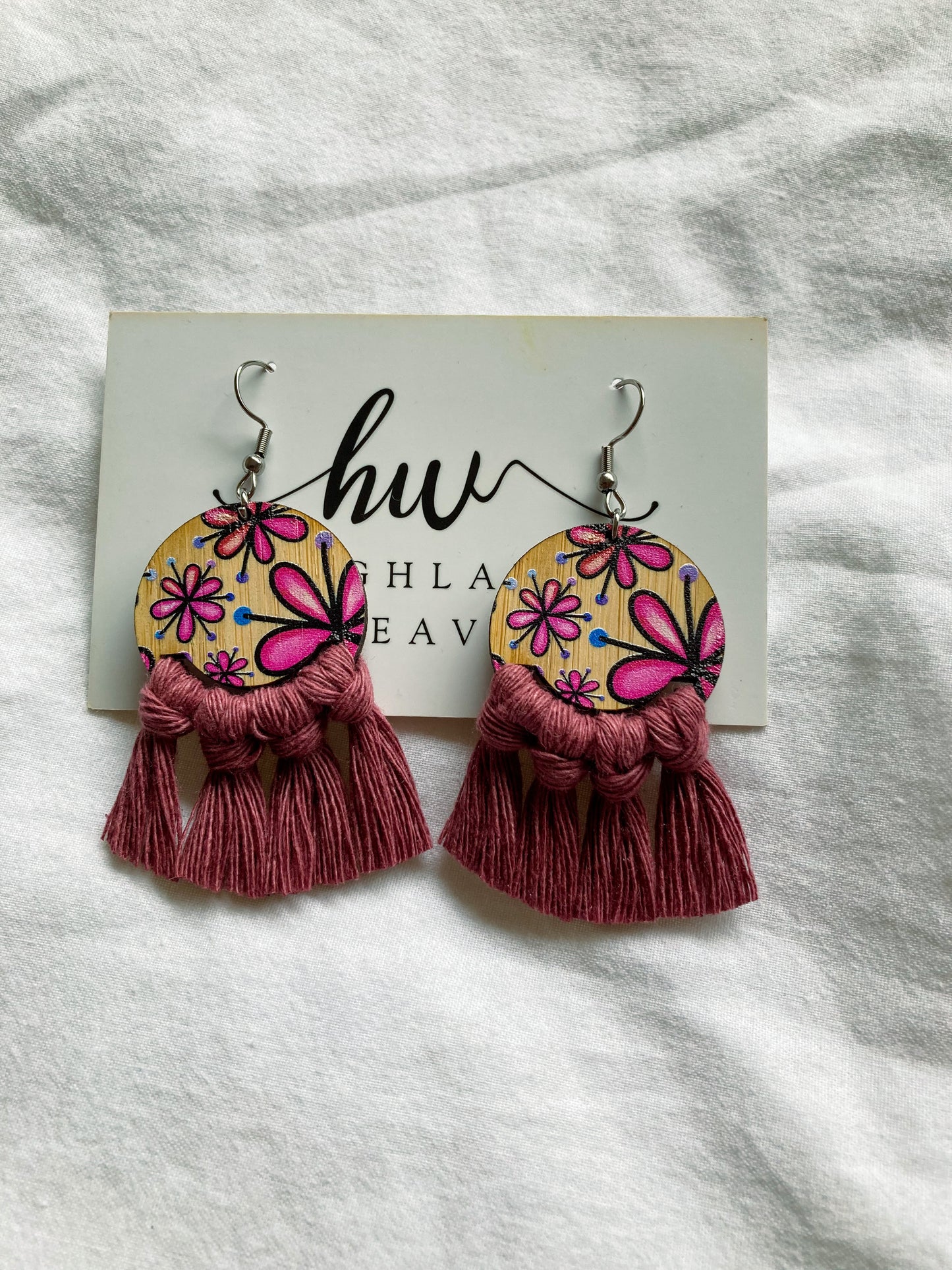 Highland Weave Earrings - Flower Power Wilted Rose