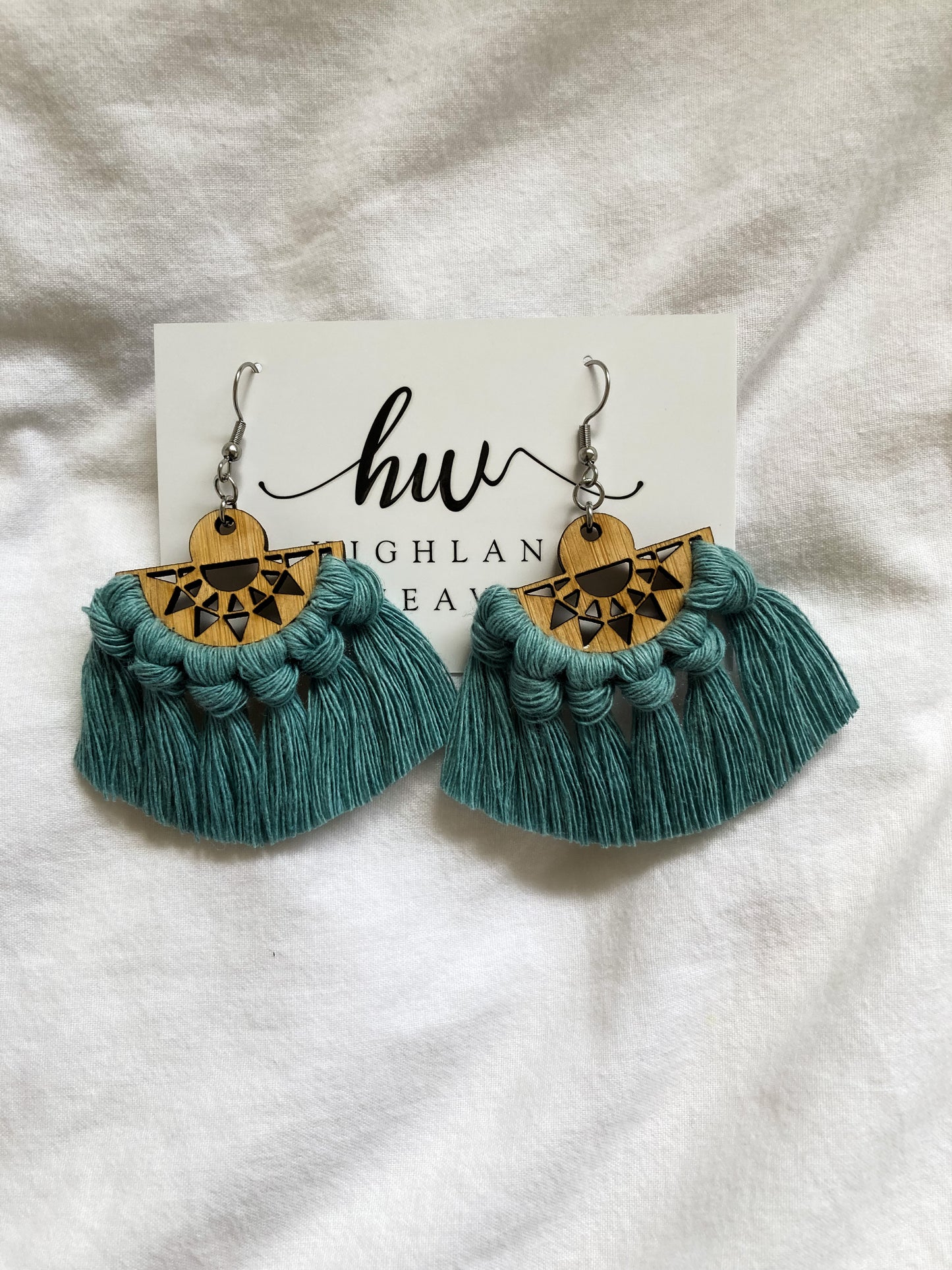 Highland Weave Earrings - Bamboo Fan Teal