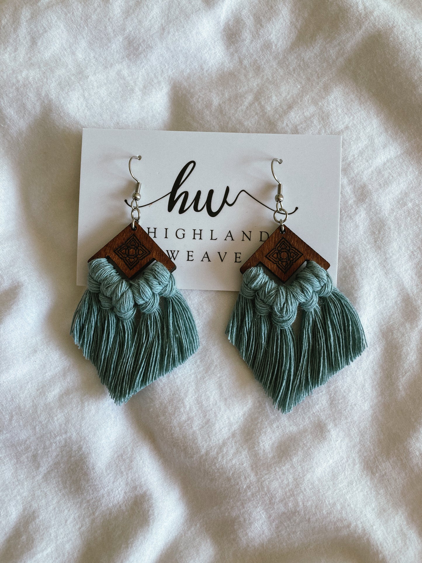 Highland Weave Earrings - Teal Diamonds