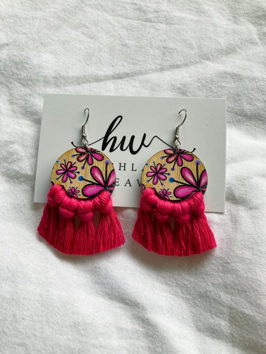 Highland Weave Earrings- Flower Power Flamingo Hot Pink